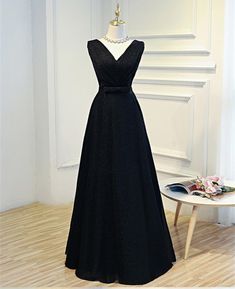 V Neck Black Long Evening Dress Black Long Evening Dress, Prom Dresses Classy, Long Black Evening Dress, A Line Prom Dress, Short Prom Dresses, A Line Evening Dress, Prom Dresses 2017, Best Prom Dresses, V Neck Prom Dresses