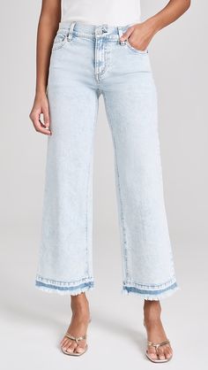 alice + olivia Lorrine Kick Flare Ankle Jeans | Shopbop Released Hem Jeans, Designer Jeans For Women, Bleached Jeans, Kick Flare Jeans, Plain White Tee, Skirt Trends, Kick Flares, Flare Leg Jeans, Designer Jeans