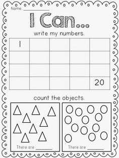 a printable worksheet with numbers and shapes