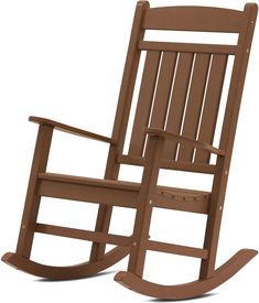 a wooden rocking chair on a white background