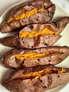 baked sweet potatoes on a white plate