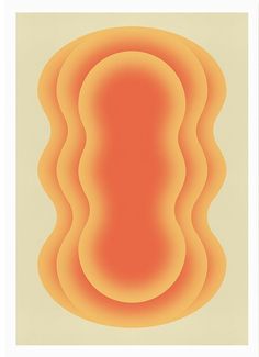 an orange and yellow painting with wavy shapes