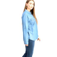 Michael Kors Denim Chambray Shirt Size Small Oversized Comfortable Fit Quarter Front Gold Zipper Rolled Sleeve Tabs Brand New Never Worn Light Baby Blue Chambray Shirt, Gold Zipper, Denim Shirt, Blue Gold, Chambray, Baby Blue, Colorful Shirts, Comfort Fit, Michael Kors