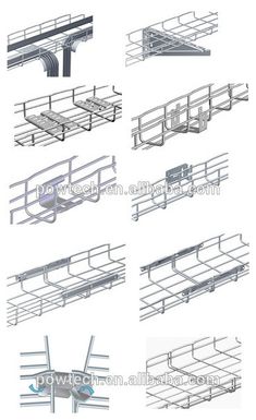 several different types of metal railings and rails for outdoor use, including one with an overhead