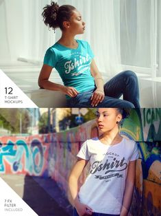 Outdoor Female T-shirt Mockup Products Display, Mock Ups, Graphic Designers