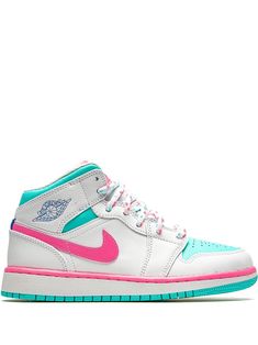 Jordan 1 Mid Digital Pink, Air Jordan 1 Mid Digital Pink, Jordan Wings, Pink Aurora, Shoes Outfit Fashion, Air Jordan 12 Retro, Mid Top Sneakers, Cute Nike Shoes, Wings Logo