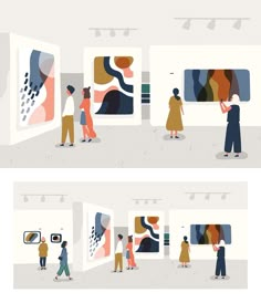 Contemporary Art Gallery - Vector Illustration Vector Illustration People, Galleries Architecture, Art Galleries Design, Architecture Design Drawing, How To Draw Anime, Architecture Collage, Garden Design Plans, Architecture Design Concept, Draw Anime