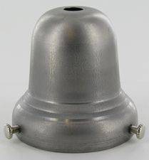 an aluminum bell is shown with two screws on the bottom and one in the middle