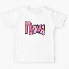 Get my art printed on awesome products. Support me at Redbubble #RBandME: https://www.redbubble.com/i/kids-t-shirt/Nova-pink-outline-Girls-and-womens-Personalized-Custom-name-Nova-by-Artonmytee/161344304.MZ153?asc=u Nova Name, Pet Bandana, Personalized Custom, First Names, Gifts For Girls