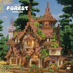 an image of a house made out of legos in the middle of some trees