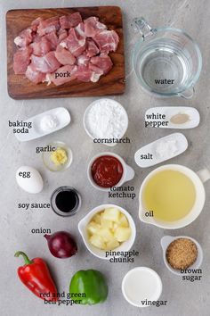 the ingredients for this recipe include meat, eggs, peppers, garlic and seasoning