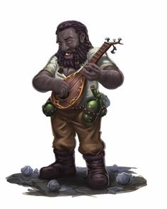 a cartoon character with a beard playing a guitar