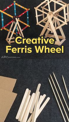 several different types of wooden dows and sticks with the words creative ferris wheel on them