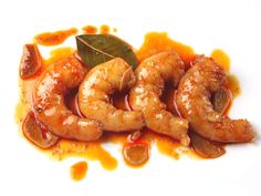 fried shrimp with sauce on white background