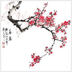 Plum Blossom Painting, Chinese Painting Flowers, Chinese Wall Art, Blossom Painting, Ink Wash Painting, Chinese Brush Painting