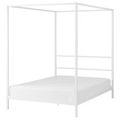 a white metal bed frame on a white background