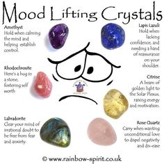 Crystal Healing Chart, Low Mood, Crystal Guide, Crystals Healing Properties, Spiritual Crystals, Crystal Therapy, The Emotions, Crystal Healing Stones, Crystal Magic