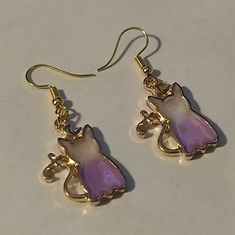 One Set Of Adorable Kitty Earrings. Gold Plated With Pink / Purple Oil Paint Enamel. Meow!!! Bundle And Save! Pink Cat Design Earrings With Cat Ears Shape, Pink Cat Design Jewelry With Cat Ears, Cute Kitten, Cat Earrings, One Set, Kitty Cat, Women Accessories Jewelry, Earrings Gold, Kittens Cutest