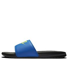 Nike Benassi JDI Mismatch Black Blue Spark 818736-074 Mismatch Fashion, Nike Benassi, Slides Slippers, Black Slippers, Beach Pool, Pool Slides, Black Blue, Blue Black, Slippers