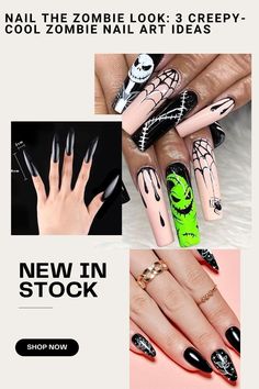 Nail the Zombie Look: 3 Creepy-Cool Zombie Nail Art Ideas Zombie Nail Art, Rotting Flesh, Zombie Nails, Chic Halloween, Halloween Style