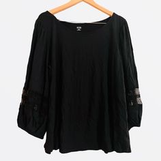 *Nwt* A.N.A Statement Sleeve Blouse Color: Black Size: 2x Material 60% Cotton And 40% Modal. The Lace Accent On The Sleeves Is 100% Cotton. Black Casual Viscose Tops, Casual Black Viscose Tops, Black Viscose Top For Spring, Black Viscose Tops For Spring, Black Viscose Blouse For Night Out, Spring Black Viscose Blouse, Black Viscose Blouse For Spring, Statement Sleeves Blouse, Statement Sleeves