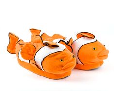 Clownfish Slippers | Animal Slippers | BunnySlippers.com Funky Slippers, Slippers Animal, Comfy Footwear, Fun Slippers, Unicorn Slippers