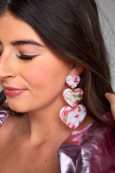 Linny Co xx BL Lola Statement Earrings - Sweetheart Earrings To Make, Image Overlay, Heading Fonts, Apple Coloring, Blog Layout, Spring Accessories, Pleat Top, Pink Spring, Heart Shaped Earrings