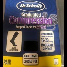 Dr Scholls Men's Graduated Compression Support Socks Black 15-20 Mmhg Sz Medium Black Compression Socks, Support Socks, Foot Socks, Dr Scholls, Dr. Scholl's, Compression Socks, Knee High Socks, High Socks, Socks Women