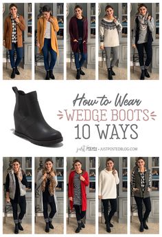 Black Sorel Wedge Outfits, Outfits With Sorel Wedge Boots, Outfits With Wedge Boots, Sorel Wedge Boots Outfit Fall Fashion, Black Wedge Boots Outfit, Black Booties Outfit Work, Black Wedge Booties Outfit, Black Booties Outfit Winter, What To Wear With Wedges