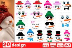 Snowman Face SVG Bundle Snowman Face Svg, Arabesque Tile, Cat Christmas Ornaments, Snowman Faces, Animal Mugs, Board Decoration, The Snowman, Monogram Frame, Cut Canvas