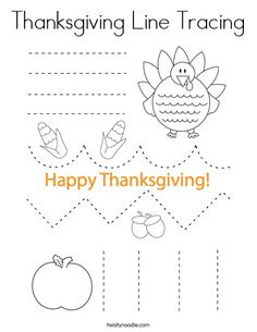 the thanksgiving line traceing worksheet for preschool