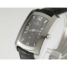 Baume & Mercier Stainless Steel Hampton Millies Watch w/ Leather Band 65310 Movement #9810163 Case #65310 Serial #3431740 Stainless Steel Rectangular Case 25 mm Wide (27 mm w/ Crown) 33 mm Long Lug-to-Lug Width = 18 mm Lug-to-Lug Distance = 40 mm Thickness = 7 mm Gray/Mauve Sunburst Dial w/ Silver Tic Marks, Arabic Numerals, and Hands (M + H) Includes Seconds Subdial 18 mm Wide 27 mm Long Black Leather Aftermarket Band w/ Original Stainless Steel Deployment Clasp Adjustable 18 mm Wide Total Mass = 42.2 grams Does Not Include Original Box or Papers This watch is guaranteed authentic. One year warranty included with purchase. Classic Chronograph Watch With Diamond Hour Markers For Business, Silver Chronograph Watch With Diamond Hour Markers For Business, Silver Chronograph Watch With Rectangular Dial For Business, Rectangular Chronograph Watch Accessories For Business, Classic Rectangular Chronograph Watch, Rectangular Chronograph Watch For Business, Timeless Rectangular Chronograph Watch For Formal Events, Timeless Rectangular Chronograph Watch For Formal Occasions, Business Chronograph Watch With Rectangular Face