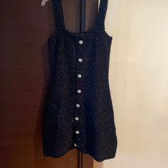 Brand New Gorgeous, Glitter Thread. Stretchy M Chic Black Sparkling Mini Dress, Black Glitter Dress For Summer, Black Glitter Mini Dress For Summer, Zara Black, Zara Dresses, Sweater Dress, Thread, Zara, Glitter