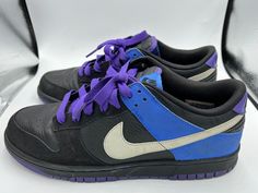 Vintage Nike Dunk Low NYX Black Jet Stream Varsity Purple 2008 Sneakers Size 10 FREE SHIPPING   PRODUCT DESCRIPTION: Vintage Nike Dunk Low NYX Black Jet Stream Varsity Purple 2008 Sneakers Size 10 They do not come with box.  They are used but in 100% original condition.  They have never been cleaned or altered.  Shoes where produced on 120/01/08 Pictures are all of exact shoe condition and of the shoe that you will receive. Included: 1 Vintage Nike Dunk Low NYX Black Jet Stream Varsity Purple 20 Custom Air Force 1 Dark Purple, Altered Shoes, Jet Stream, Black Jet, Nike Dunk Low, Dunk Low, Nike Dunk, Nike Dunks, Vintage Nike