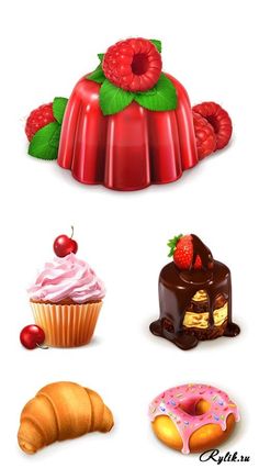 an image of different desserts and pastries