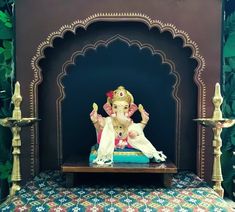 #paperdecoration #ganapati #decoration Ganpati Decoration Temple Theme, Ganapati Decoration Theme, Gauri Ganpati Decoration Ideas, Ganapati Decoration Ideas, Ganpati Decoration Theme Ideas, Ganesh Decoration Ideas, Bappa Decoration, Ganesha Decoration