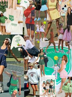 collage of tennis players and their outfits