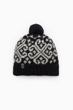 "Hand knitted one size pure wool bobble hat with nordic ornament is super warm & light. Ideal for chilly autum, winter weather. Breathable wool material will keep your head nice & warm. Designed with the WoolHouse label. 100% wool ensures natural breathability and wicking properties.  One size, unisex winter hat fits womens & mens. 𝐒𝐓𝐈𝐋𝐋 𝐍𝐎𝐓 𝐒𝐔𝐑𝐄 𝐀𝐁𝐎𝐔𝐓 𝐓𝐇𝐄 𝐒𝐈𝐙𝐄? 𝐉𝐔𝐒𝐓 𝐏𝐋𝐀𝐂𝐄 𝐓𝐇𝐄 𝐎𝐑𝐃𝐄𝐑 𝐀𝐍𝐃 𝐀𝐓𝐓𝐀𝐂𝐇 𝐘𝐎𝐔𝐑 𝐎𝐖𝐍 𝐌𝐄𝐀𝐒𝐔𝐑𝐄𝐌𝐄𝐍𝐓𝐒 𝐖𝐈𝐓𝐇 𝐓? Warm Nordic Hats For Outdoor, Nordic Warm Beanie For Cold Weather, Warm Nordic Beanie For Cold Weather, Nordic Style Warm Outdoor Hats, Nordic Knitted Beanie For Winter, Nordic Knitted Winter Beanie, Nordic Style Winter Hat For Outdoor Activities, Fair Isle Beanie Hats For Winter, Winter Fair Isle Pattern Beanie Hat