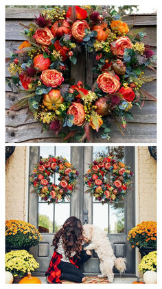 💝Year Round Wreath for front door. Enjoy all year long, never goes out of style. Will add charm and merriment to your decor!💝 Early Fall Decor Late Summer, Classic Front Door, Farmhouse Fall Wreath, Autumn Wreaths For Front Door, Pumpkin Door Hanger, Silk Florals, Thanksgiving Wreath, Harvest Wreath