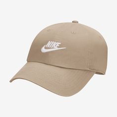 A classic mid-depth cap with plenty of styling options, this Nike Club Cap comes in smooth cotton twill that has a soft wash for easy comfort from day 1. The precurved bill lends itself to casual styling, and the adjustable back-strap lets you find the right fit. Wash Baseball Cap, Nike Cap, Nike Hat, Unisex Accessories, Sporty Chic, Nike Sb, Back Strap, Nike Logo, Cotton Twill