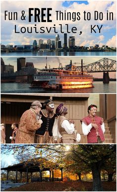 three pictures with the words fun and free things to do in louisville, ky