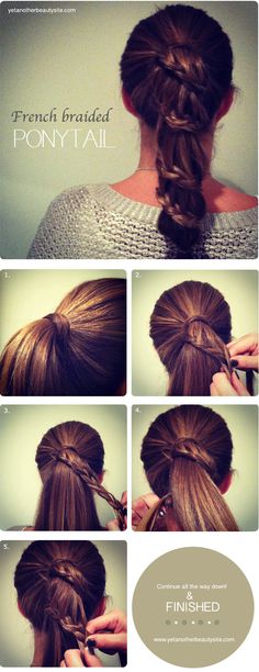 French Braided Ponytail tutorial- cool hairdo for little girls or teens! Ponytail With Braid, Wrap Ponytail, Ponytail Hairstyles Tutorial, French Braid Ponytail, Ponytail Tutorial, Ponytail Hairstyles Easy, How To Wrap, Cool Braid Hairstyles, French Hair