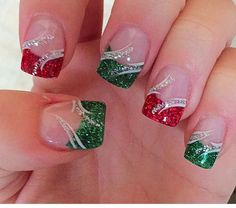 Beauty & Personal Care | Christmas Nail Designs | Winter Nails 2023 Trends Christmas Nail Art French Tip, Short Simple Christmas Nails Acrylic, Holiday Nail Tips, Simple Christmas Nails Winter Short Square, Christmas Green And Gold Nails, Christmas Nail Tips French, Short Square Acrylic Nails French Tips Christmas, Christmas French Tip Nail Designs, Square Nails Christmas Art Designs