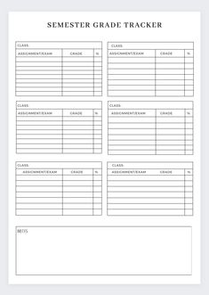 a printable worksheet for students to practice their math skills with the text,'semfester grade tracker '