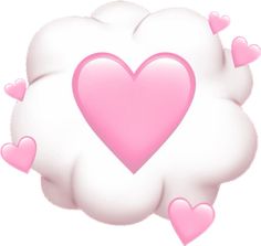 a cloud with pink hearts floating in the air