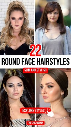 Top 22 Flattering Hairstyles for Round Faces to Enhance Your Style Mid Hair Length Styles For Round Face, How To Style Hair For Round Face, Hair Styles Based On Face Shape, Bridesmaid Hairstyle For Round Face, Haircut Round Face Long Hair, Most Flattering Haircut For Round Face, Hairstyles For People With Round Faces, Big Nose Hairstyle For Women, Hairstyles For Face Types