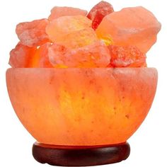 an orange bowl filled with lots of ice