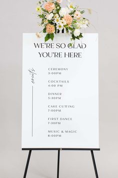 Order Of The Day Sign White Lily Roe Co. Timeline Of Events Wedding, Wedding Timeline Signs, Wedding Day Timeline Sign, Wedding Timeline Signage, Wedding Itenary Board, Canva Wedding Signs, Order Of The Day Wedding Sign, Wedding Day Signage, Wedding Timeline Day Of