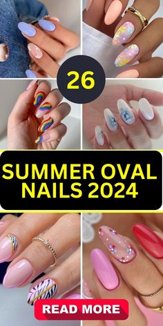 Dive into the season with our ‘Summer Nails 2024’ collection! 💅✨ Discover the hottest trends that will make your nails pop with vibrant colors and bold designs. Whether you’re lounging by the pool or enjoying a summer night out, these styles are sure to turn heads and spark conversations. Get ready to be inspired by our expert tips on achieving the perfect summer manicure that complements your sunny adventures. Don’t forget to save your favorites and share the summer vibe with your friends! #SummerNails2024 #NailTrends #ManicureInspiration Summer Oval Nails, Pretty Summer Nails, Long Oval Nails, Short Oval Nails, Oval Nails Designs, Fun Manicure, Blue Gel Nails, Beach Nail, Fun Summer Nails