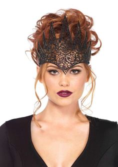 color_black | Leg Avenue Glitter Die Cut Filigree Royal Crown Tattoo Special, Royal Costume, Glitter Crown, Metal Crown, Black Crown, Queen Crown, Leg Avenue, Masquerade Mask